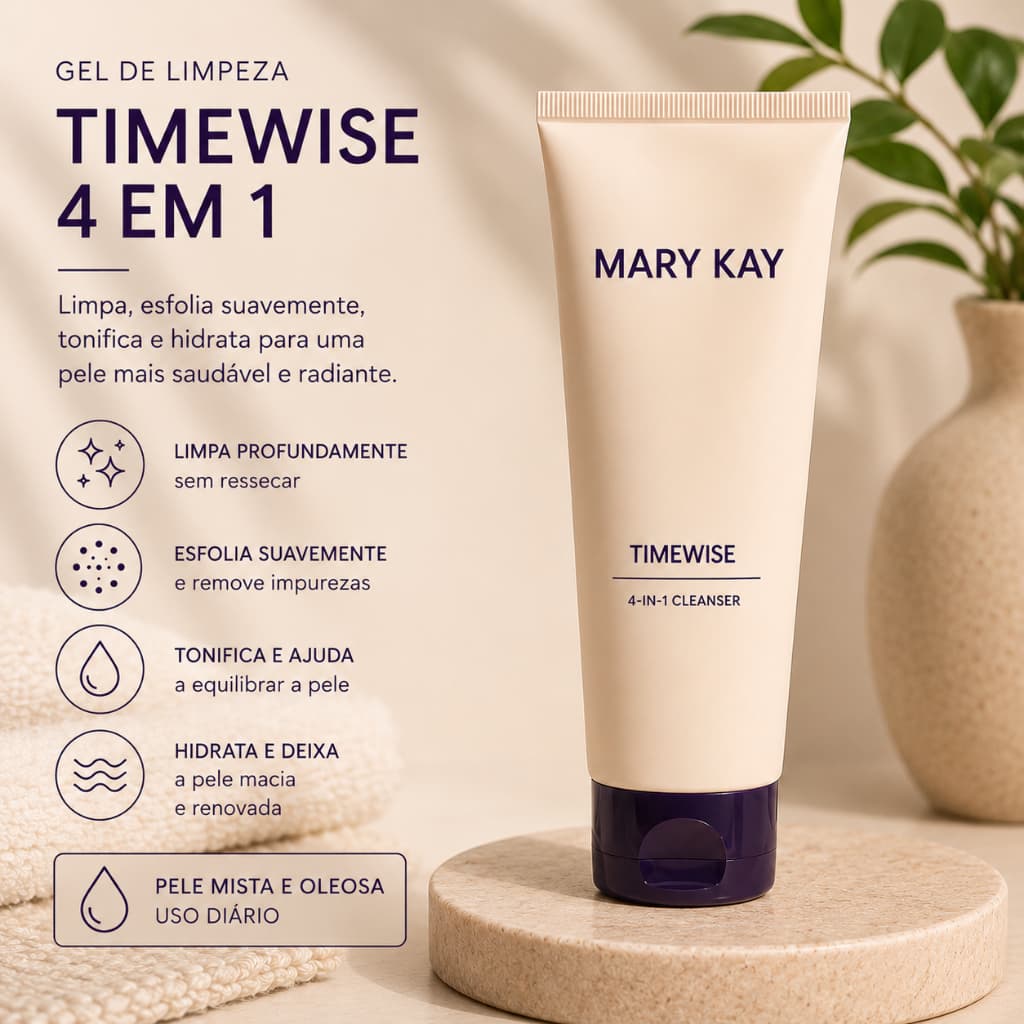 Gel de Limpeza 4 em 1 TimeWise Mista/Oleosa
