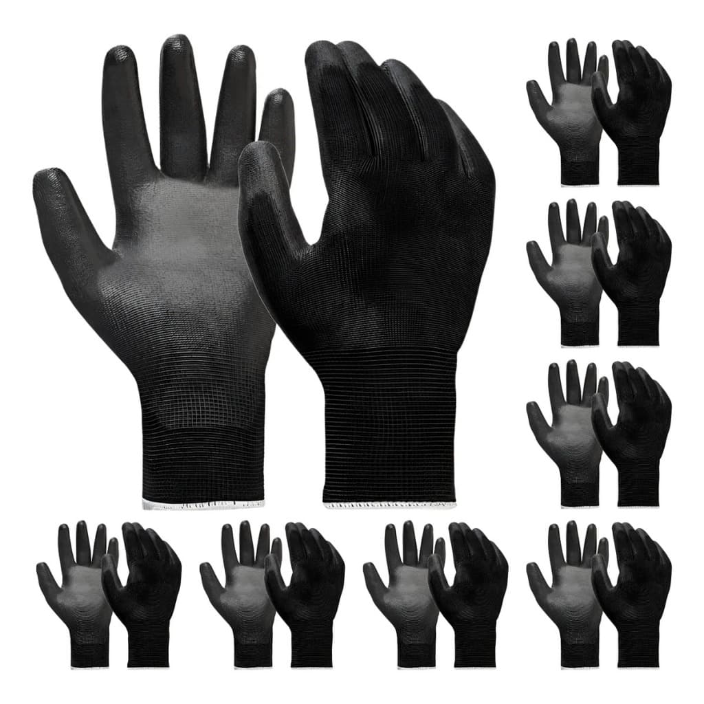 Kit 30 Luva De Segurança Multitato Tatil Banhada Luva Pu Black P M G GG Mecanico Pedreiro Eletricist