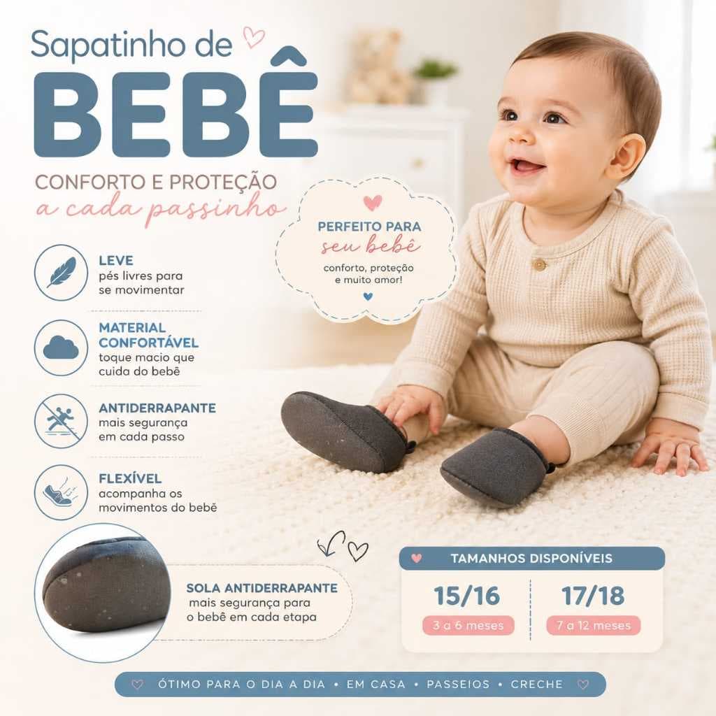 Sapatilha Meia Bebe Sapatinho Calce Facil Criança Sapatilha Antiderrapante Infantil Conforto