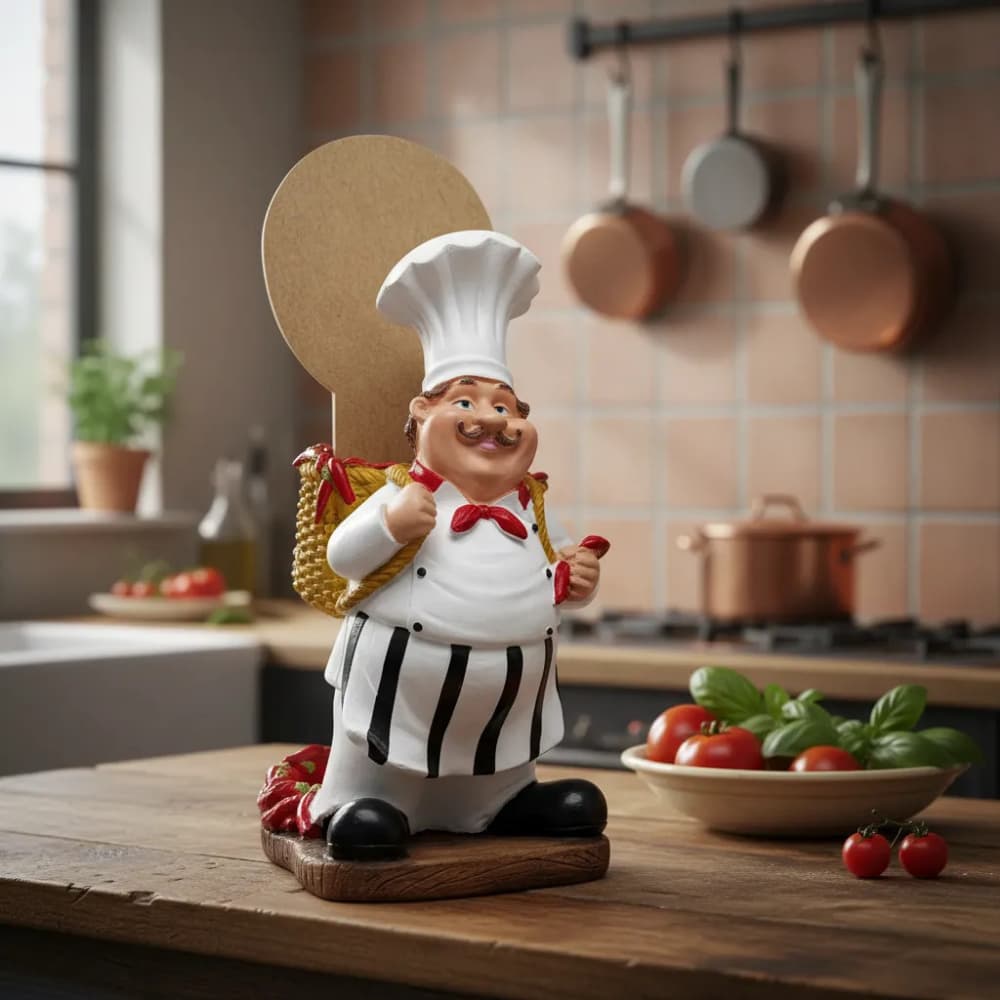 Cozinheiro Porta Colher Decoração Enfeite de Cozinha Escultura