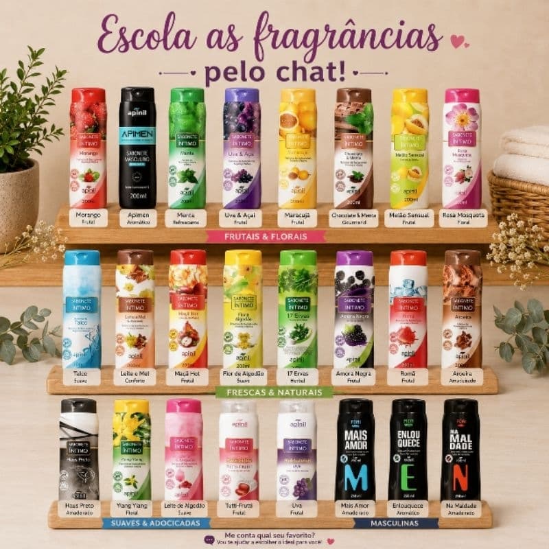 KIT 30 Sabonete Íntimo Feminino 210ml APINIL- Fragrâncias Refrescante