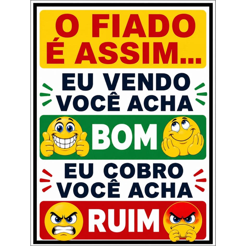 Placa O Fiado Acaba Com a Amizade Aviso Engraçado Decorativa Comércio Loja Bar