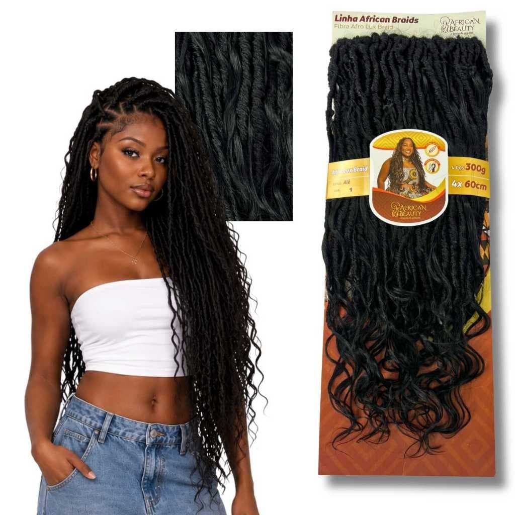 Cabelo Alê Crochet Braid 60 cm Dreads com Cachos 300g African Beauty