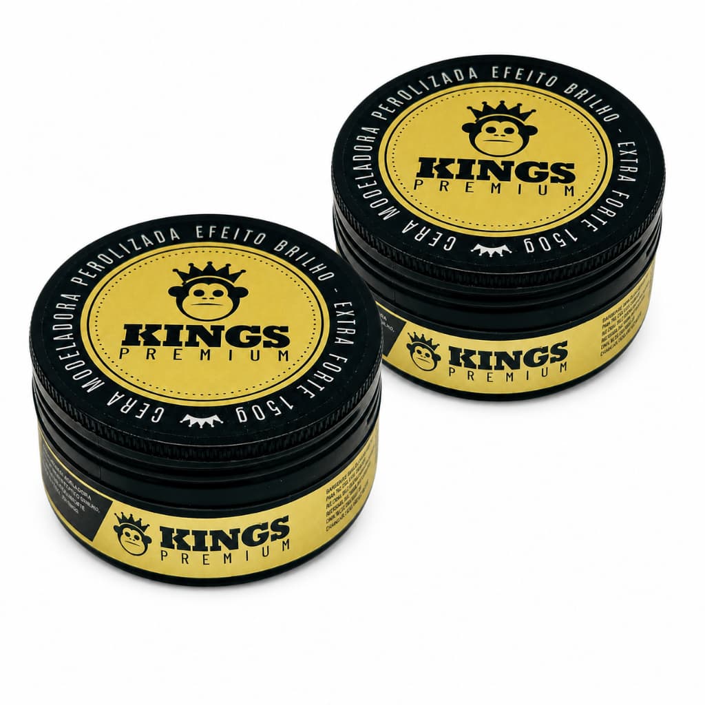 Kit c/2 Pomada Cera Modeladora Perolizada 150g - Kings Brilho Leve Natural Não Pesa Sem Resíduos