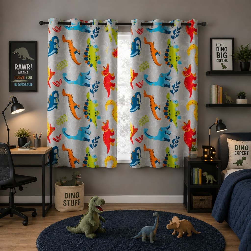 Cortina Decoração Quarto Infantil Jogos Gamer - Fada - Unicórnio - Dinossauro, Menina, Menino 2,00 x 1,70