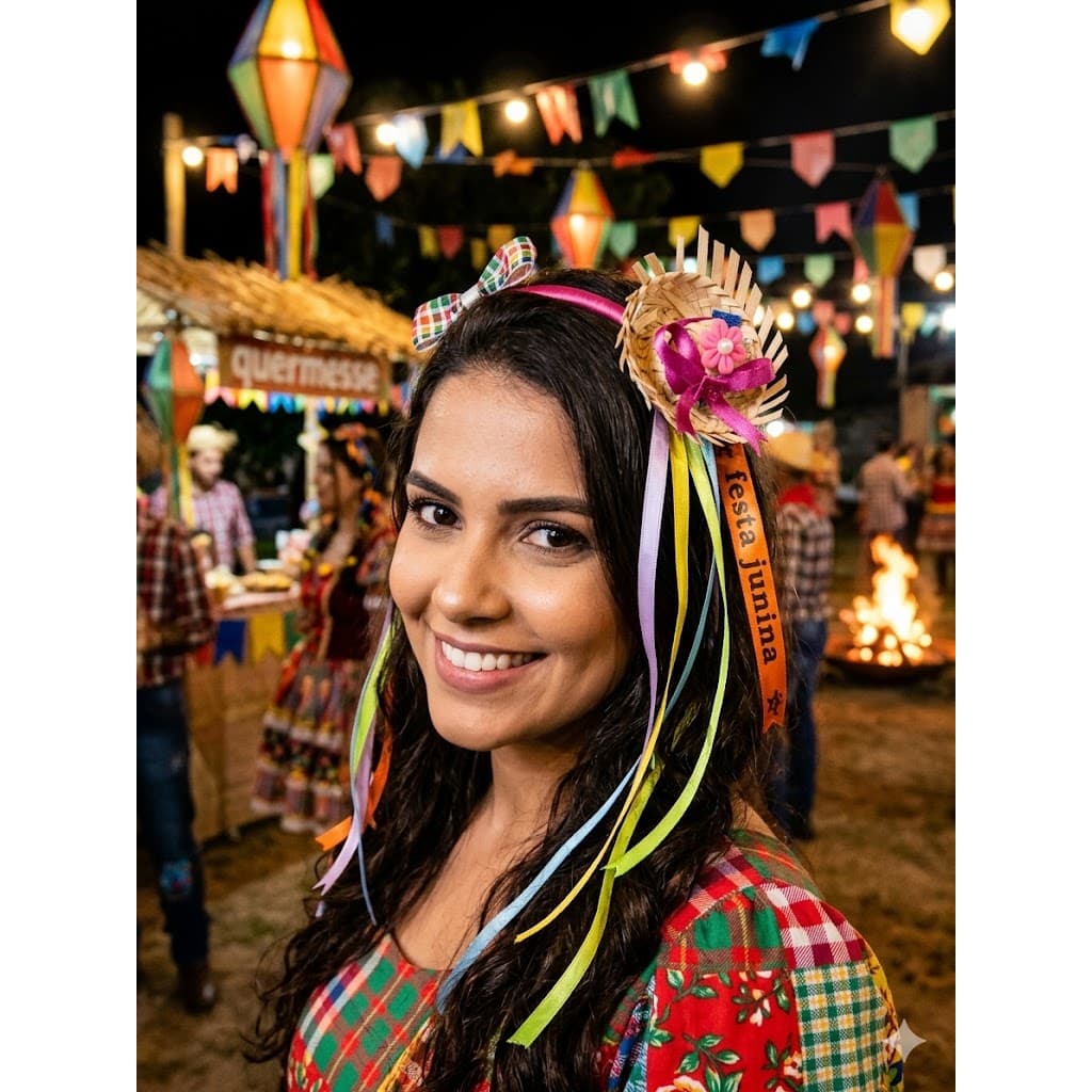 Arco Tiara Junina Infantil Colorida com Laços – Arco Caipira Festa São João