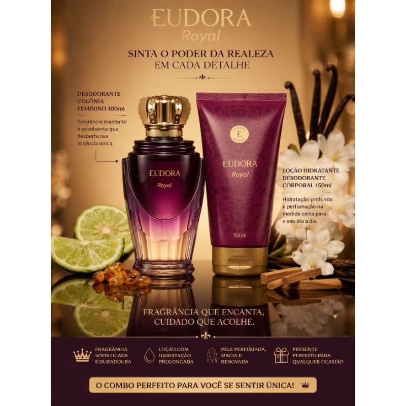 Kit Eudora Royal - Perfume + Hidratante 150ml