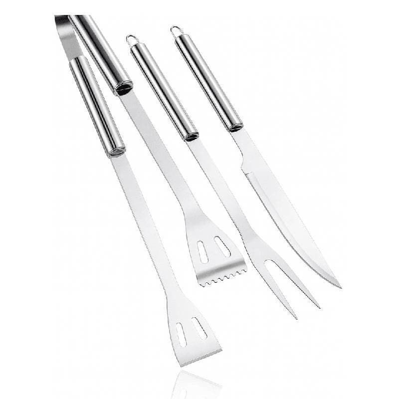 Kit Churrasco 3 Peças Inox Garfo Faca Pegador Profissional para Churrasqueira