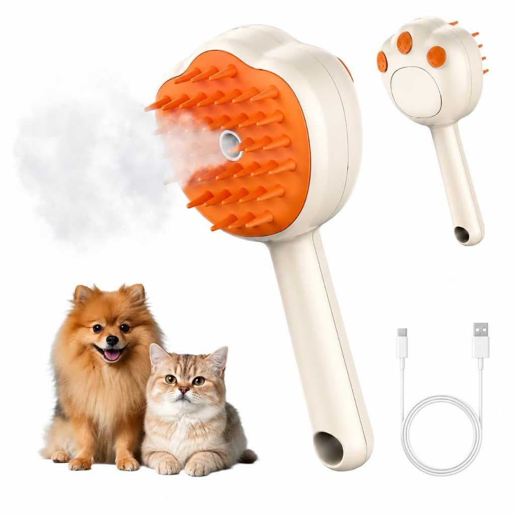 Escova Tira Pelos PET Cães e Gatos Autolimpante Profissional A Vapo Premium