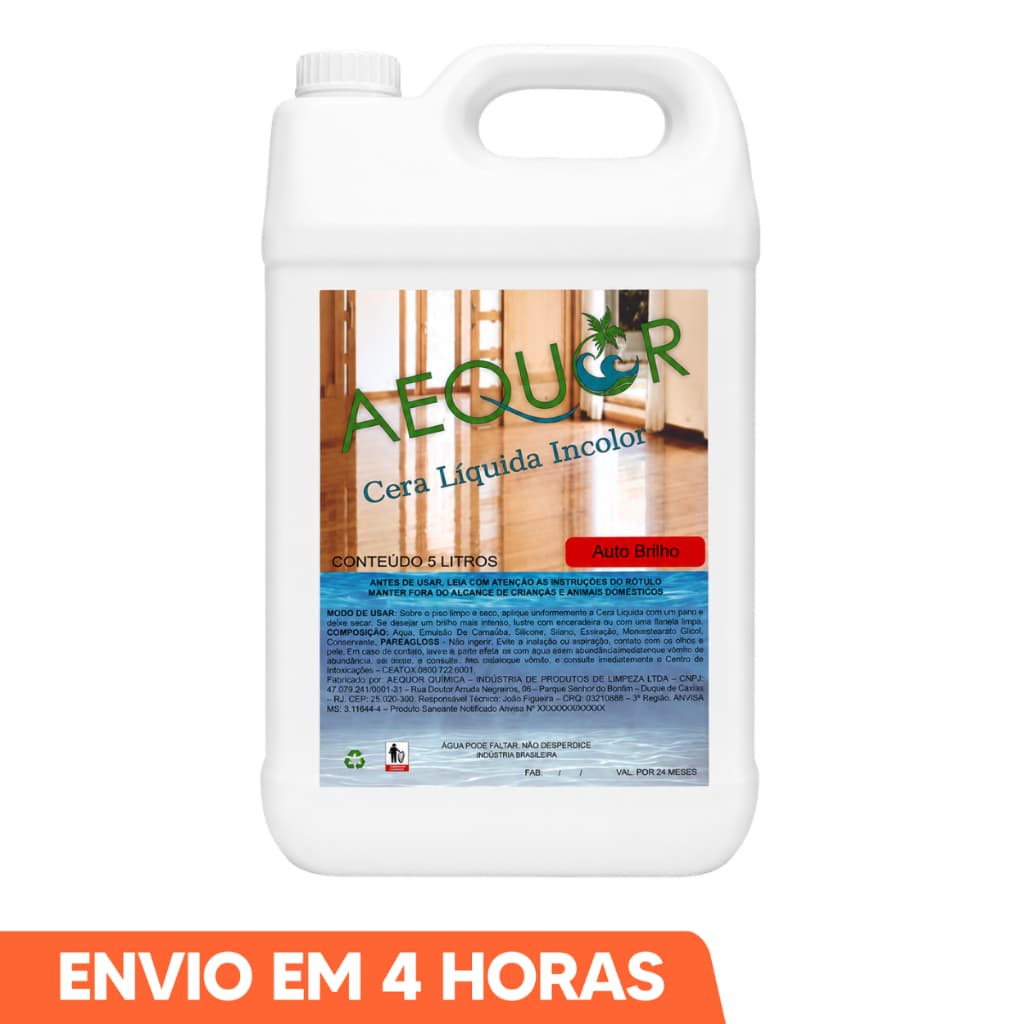 Cera Líquida Incolor Para dar Brilho nos Pisos 5 Litros Aequor