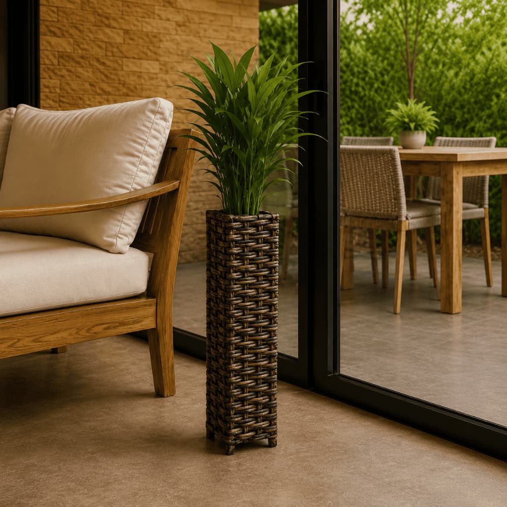 Vaso Decorativo para Plantas Flores Artificiais – Fibra Sintética Coluna Resistente