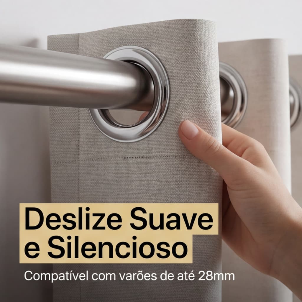Ilhós redondo / quadrado para cortina 28mm em plástico Cromado