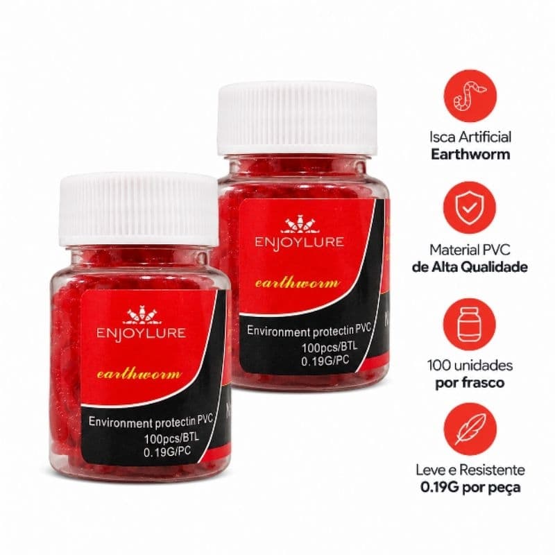 ISCA ARTIFICIAL MINHOCA EARTHWORM – 100 UNIDADES
