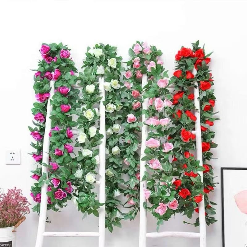 Corrente de Rosas Artificiais com Realismo Natural 2,20m