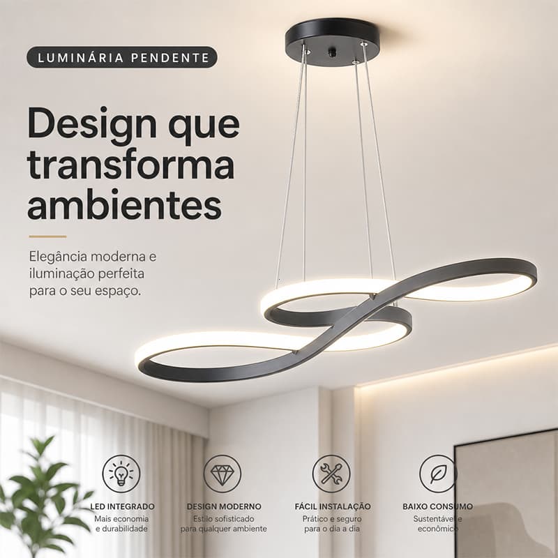 Luz moderna de pendente LED com forma de notas e iluminação ajustada de 3 tons, cozinha do restaurante IRC Ra95