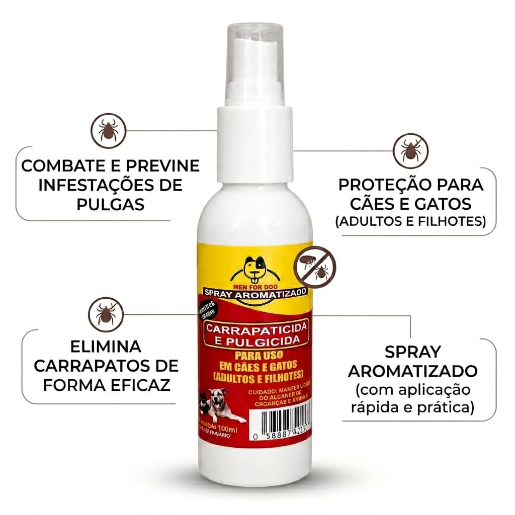 Remédio Para Pulgas e Carrapatos Pet Para Gato Cachorro Spray Aromatizado Prev Dog 120ml