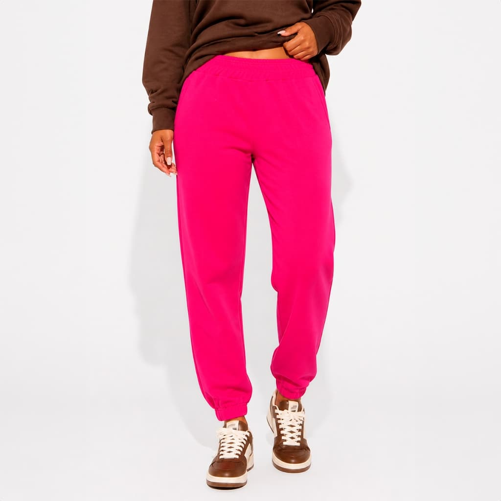 Calça Bolso Frontal Jogger Flanelada Moletom Feminino Slim Calça Jogger Bolso Frontal Flanelada