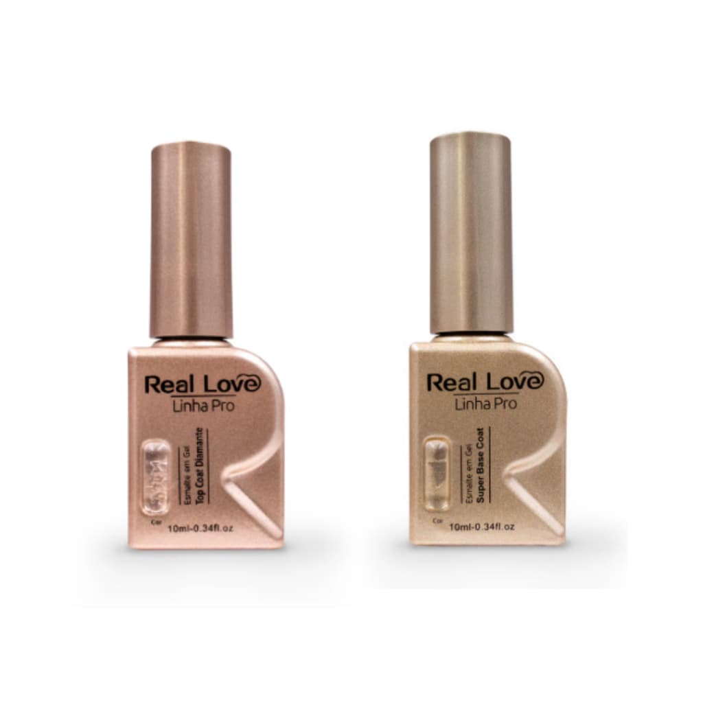 Kit Top Coat Diamante+Super Base Coat Linha Light Real Love