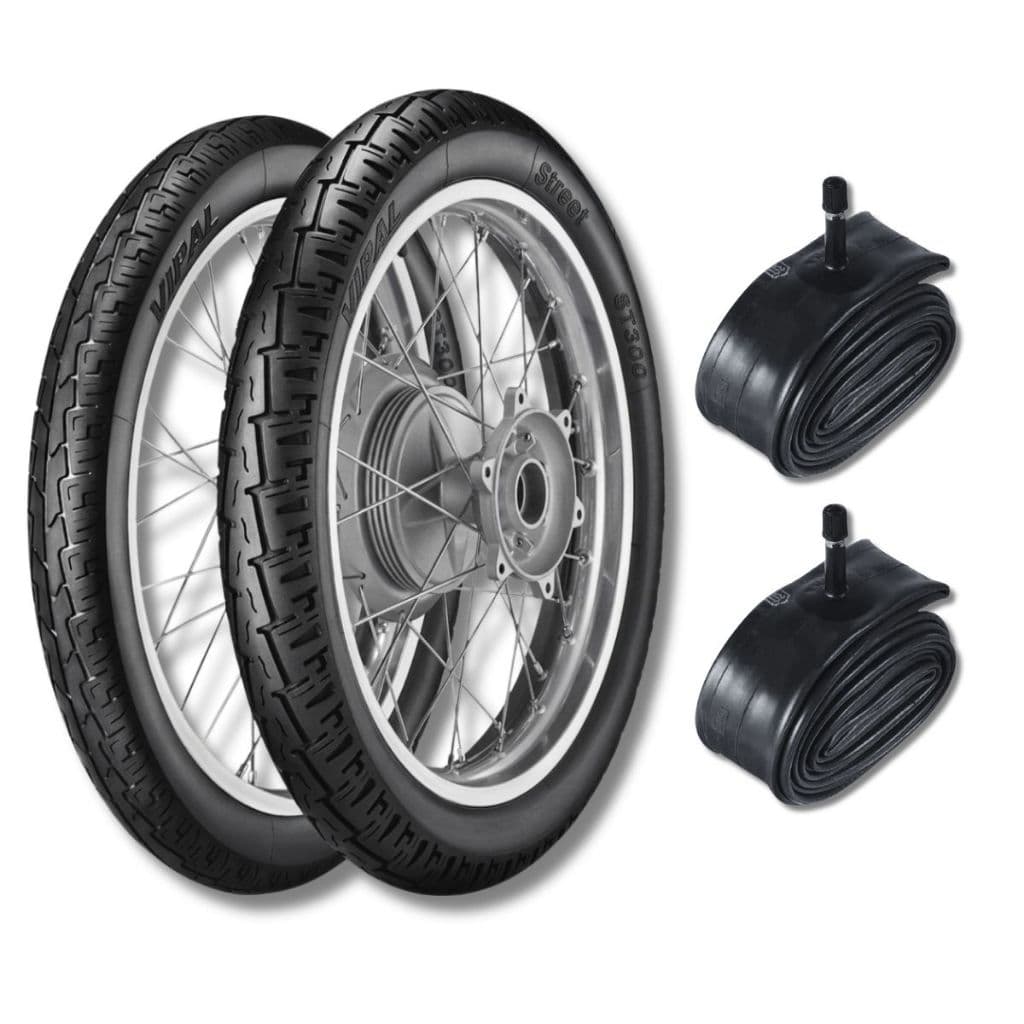 Kit Par Pneu moto Cg Fan Titan 150 90/90-18 + 275-18 vipal + 2 Camaras