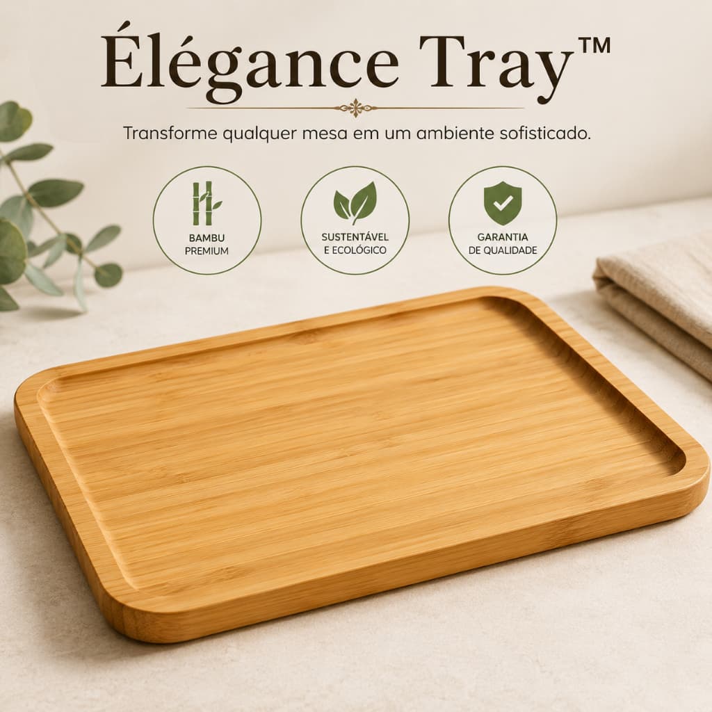 Petisqueira de Bambu Premium 26cm | Bandeja Elegante para Petiscos, Café da Manhã e Decorar Sua Mesa