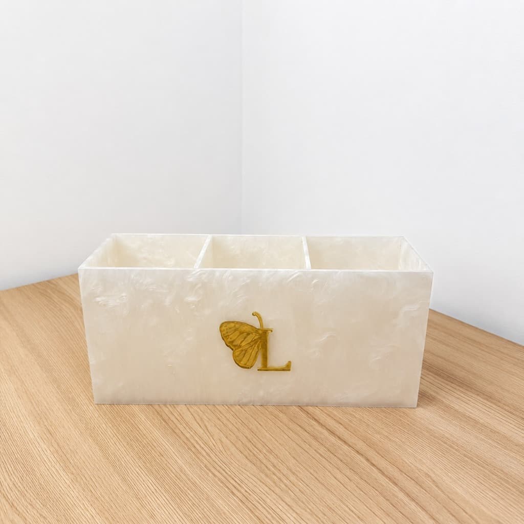 Porta pincéis TRIPLO personalizado maquiagem caneta treco organizador acrílico