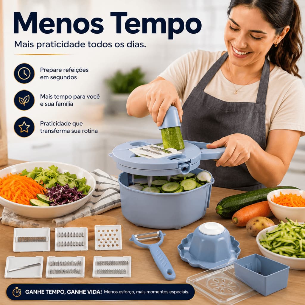 Cortador de Legumes 12 em 1 ChefPratique™ Ralador Fatiador Multifuncional