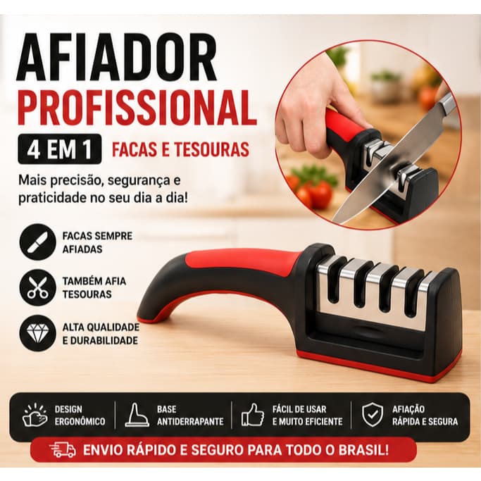 Amolador Afiador de Faca Profissional com 4 Afiadores