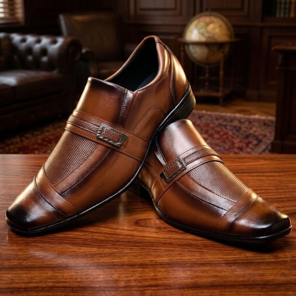 Sapato Social Masculino Siena Marrom Couro Clássico Casual Elegante Confortável