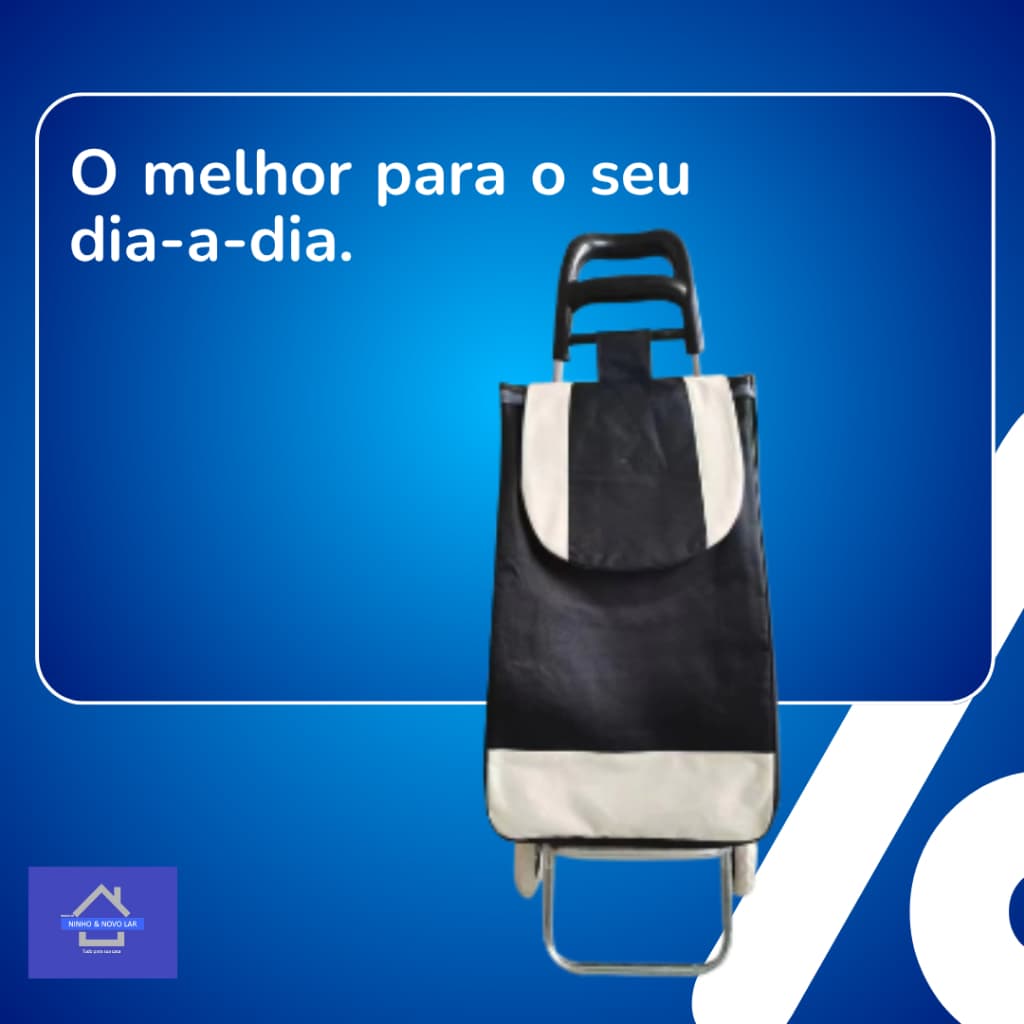 Carrinho de Feira Dobrável com Bolsa Grande Rodas Reforçadas Sortido