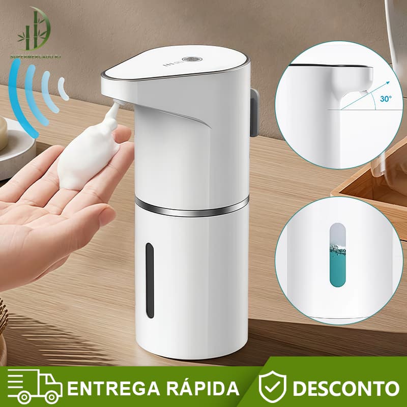 Dispensador de Sabonete Líquido Automático USB Recarregável Sem Toque,3 Níveis Ajustáveis em Sabonete Líquido Espuma