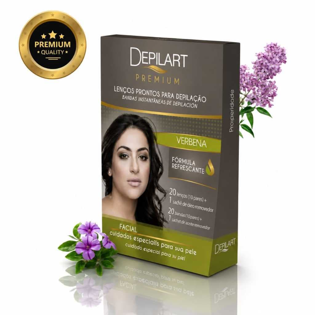 Lenços Depilatórios Faciais Depilart Premium Verbena 20un + Sache Removedor