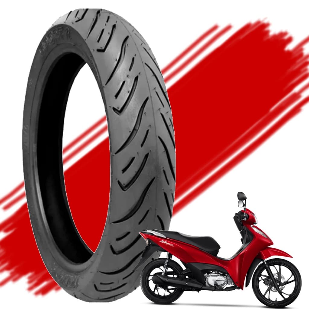 Pneu Traseiro 80/100-14 Sport R Technic Biz100 125 Pop100 Shineray para uso com câmara