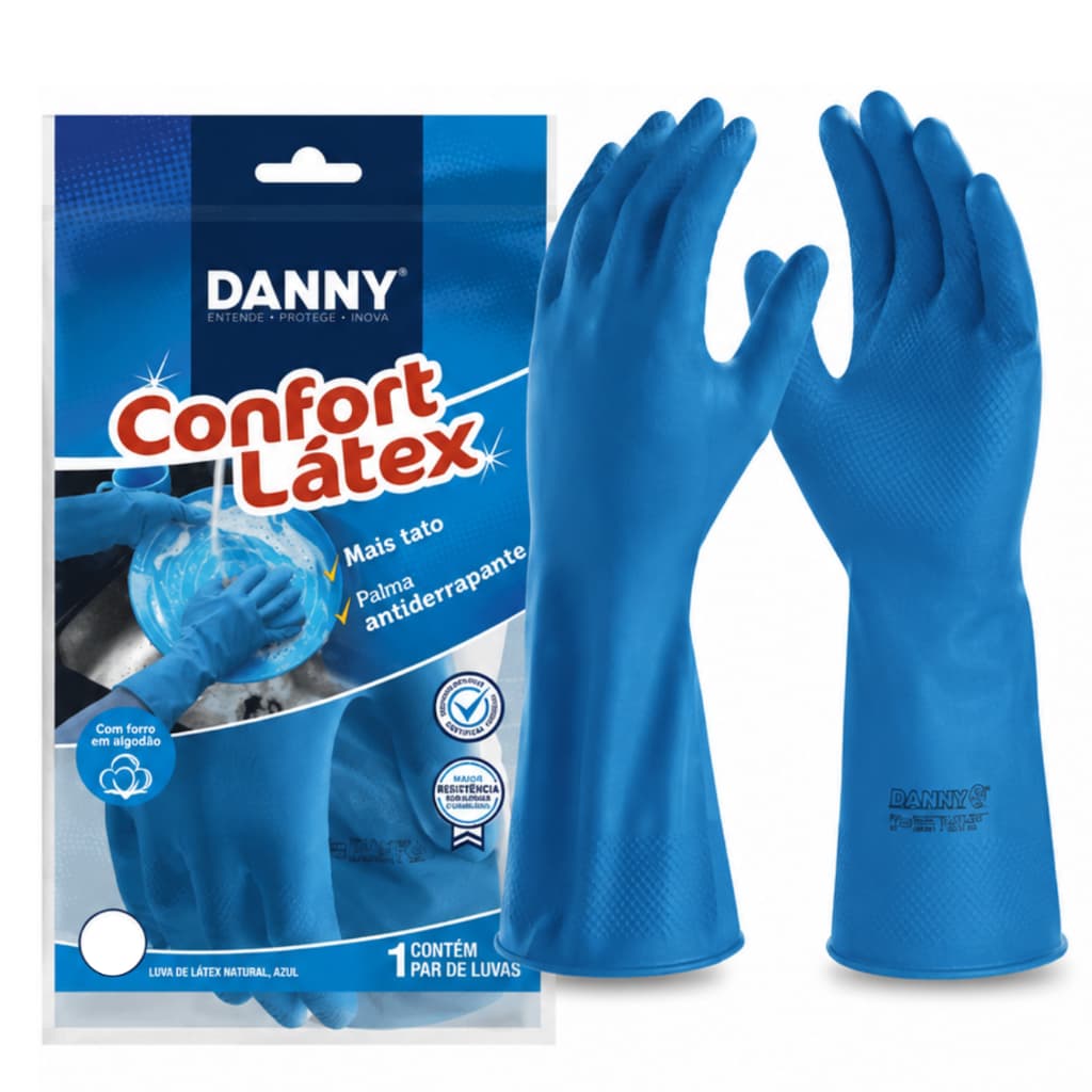 Luva De Protecao Látex Limpeza  P/M/G/XG Danny