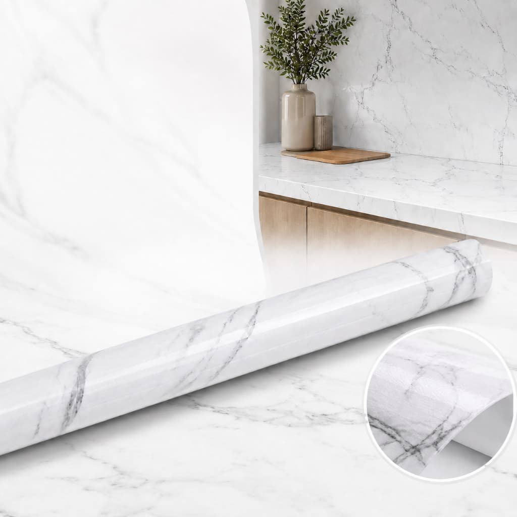 Papel de Parede Adesivo Marmorizado para Parede 45cm x 5m Vinil Autocolante Decorativo Banheiro Cozinha Sala Quarto