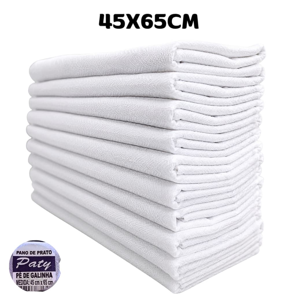 Pano de Prato Pé de Galinha Branco PATY 45x65cm  - Guardanapo de Copa 100% Algodão