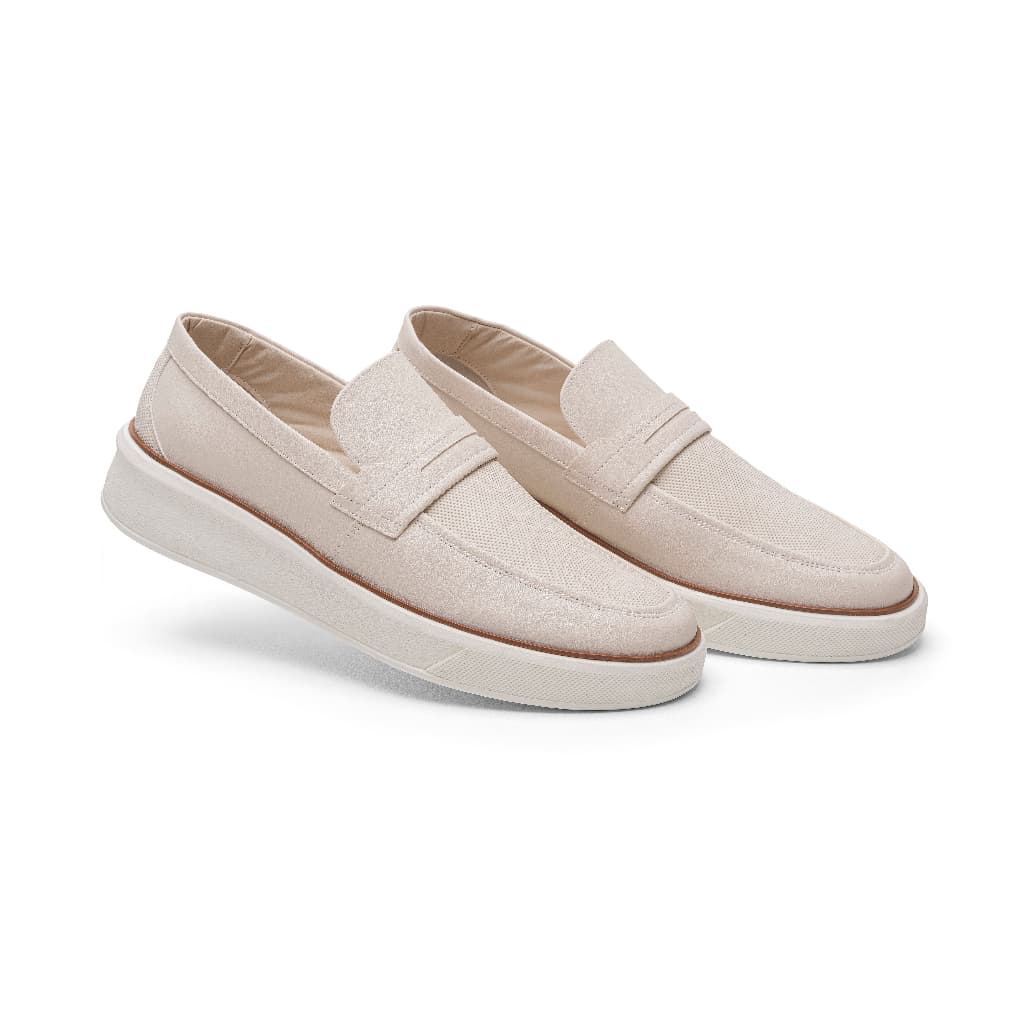 Sapatênis Bertelli  Masculino Slip-on Moderno Casual Couro Vegano Conforto Durabilidade Cor Off White Envio Rapido