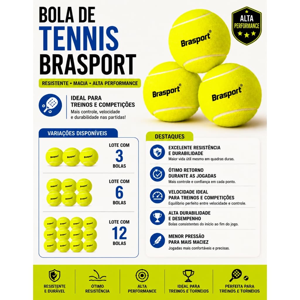 Kit Bola de Tênis Profissional Treinamento Esportivo Recreação Canina Alta Durabilidade