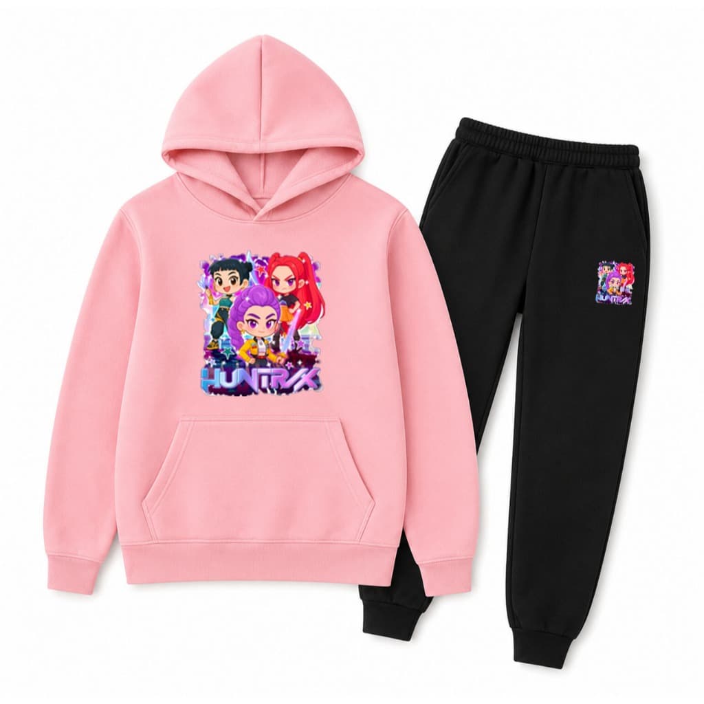 Conjunto Infantil Feminino Moletom Canguru com Capuz + Calça Moletom Volta as aulas Quentinho dia a dia