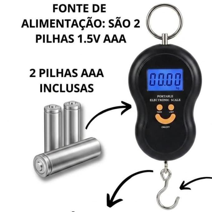 Balança Digital Portátil Alta Precisão Com Pilhas Inclusa Ideal para Mala Pesca Cozinha