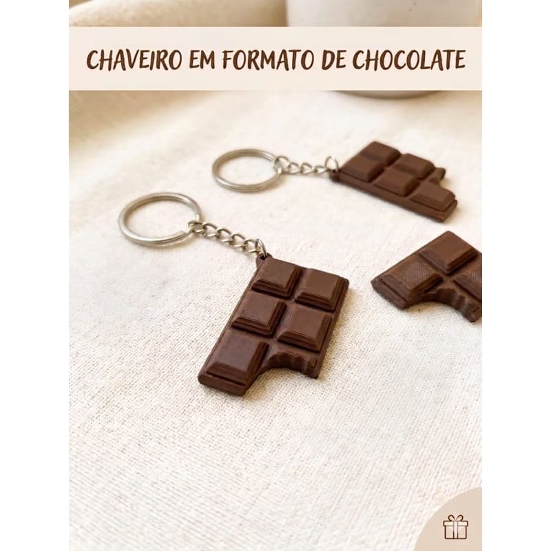 🍫Chaveiro Mini Barra De Chocolate Mordido Criativo Divertido Lembrancinha Presente Fofo