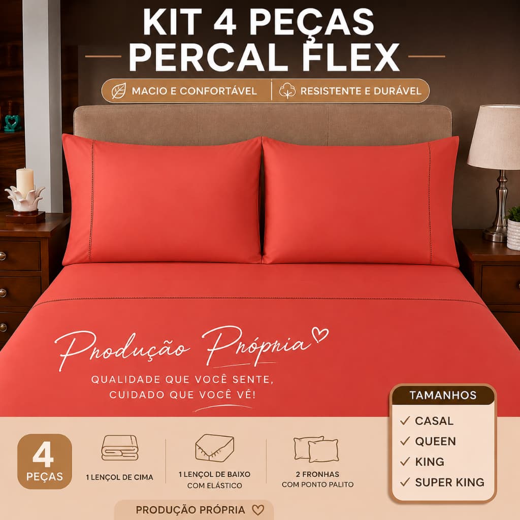Jogo de Cama Completo Percal 400 Fios Casal Queen King Macio Toque Acetinado Luxo Conforto Premium