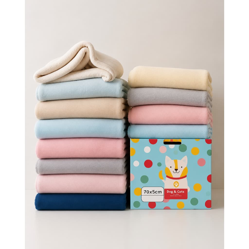 5 Cobertores p Cães e Gatos de estimação - Feitos em Tecido Soft, Estampas sortidas - 75cm x 60cm