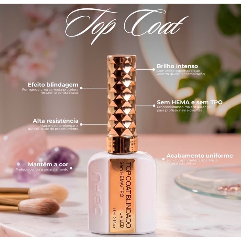 Novo Top Coat Blindado Lançamento Dafu 15ml ou Top Coat Fosco Sem Hema Sem TPO Alto Brilho Manicure Nail Designer