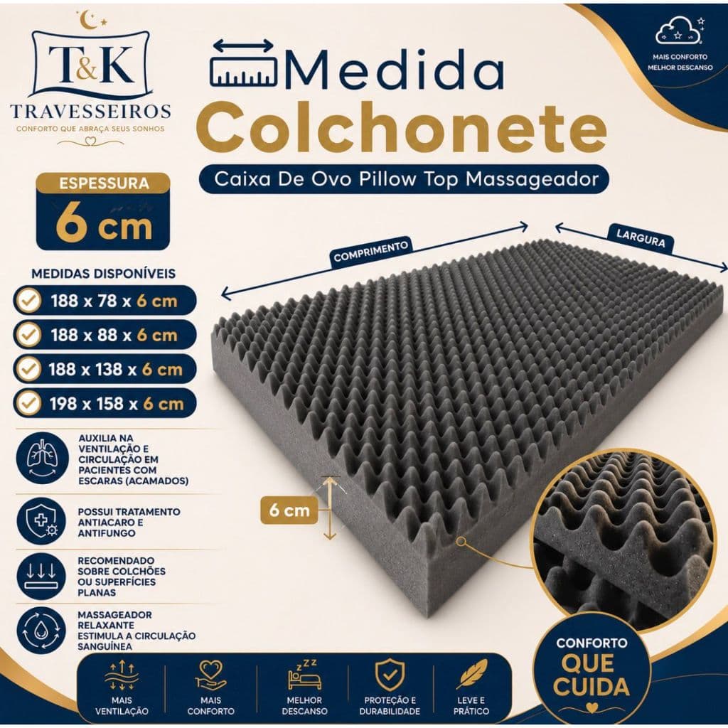 Pillow Top Massageador Colchonete Caixa De Ovo Casca Anti-escaras Solteiro Casal Queen D23