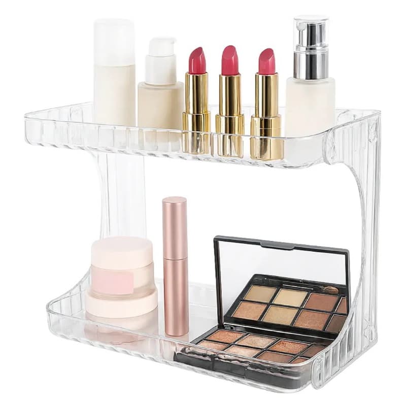 Organizador de Maquiagem Acrílico Dourado - Design Moderno e Elegante, Material Resistente