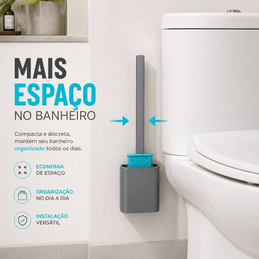 Escova Silicone Sanitária para vaso sanitário privada e suporte banheiro Higiênica limpeza multiuso.
