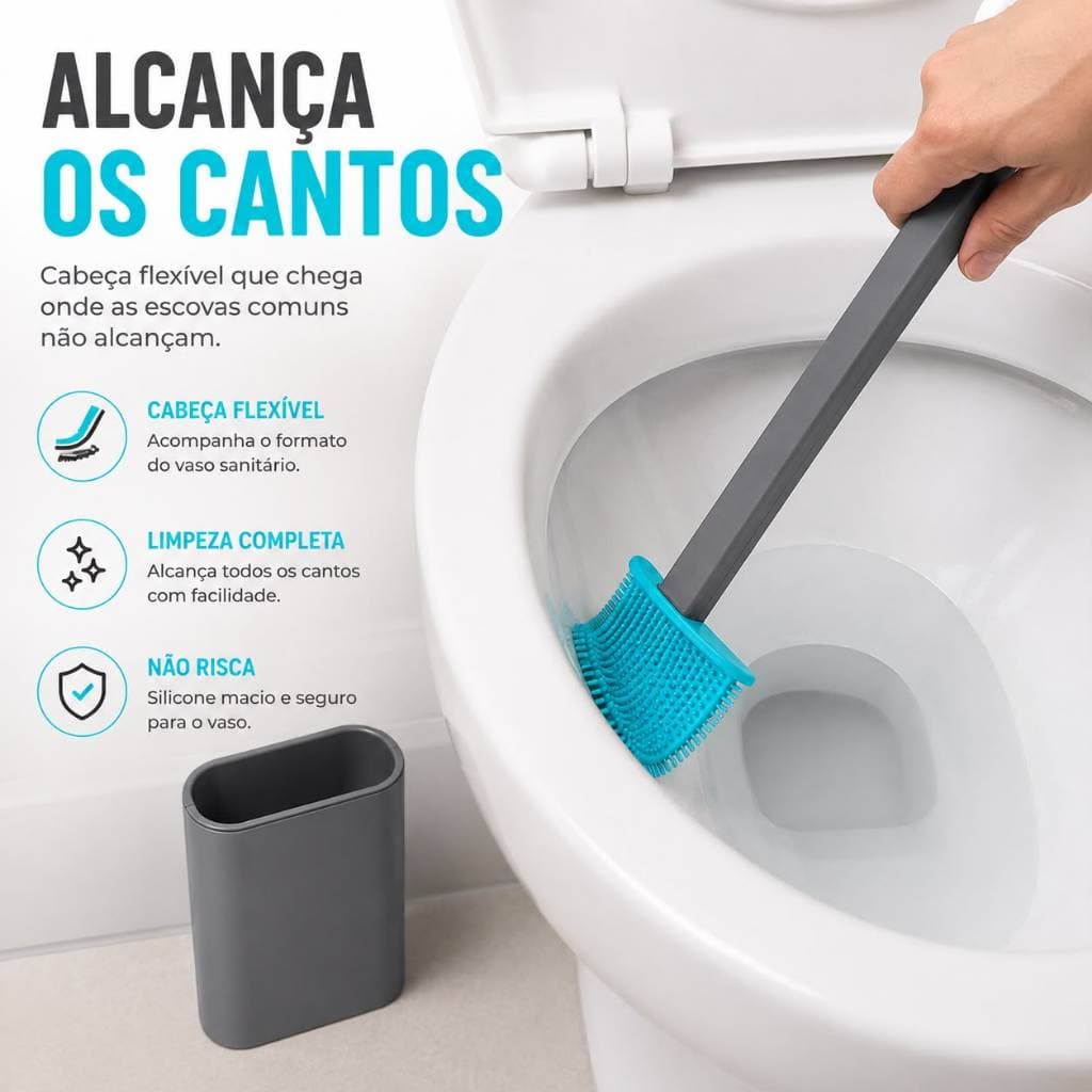 Escova Silicone Sanitária para vaso sanitário privada e suporte banheiro Higiênica limpeza multiuso: