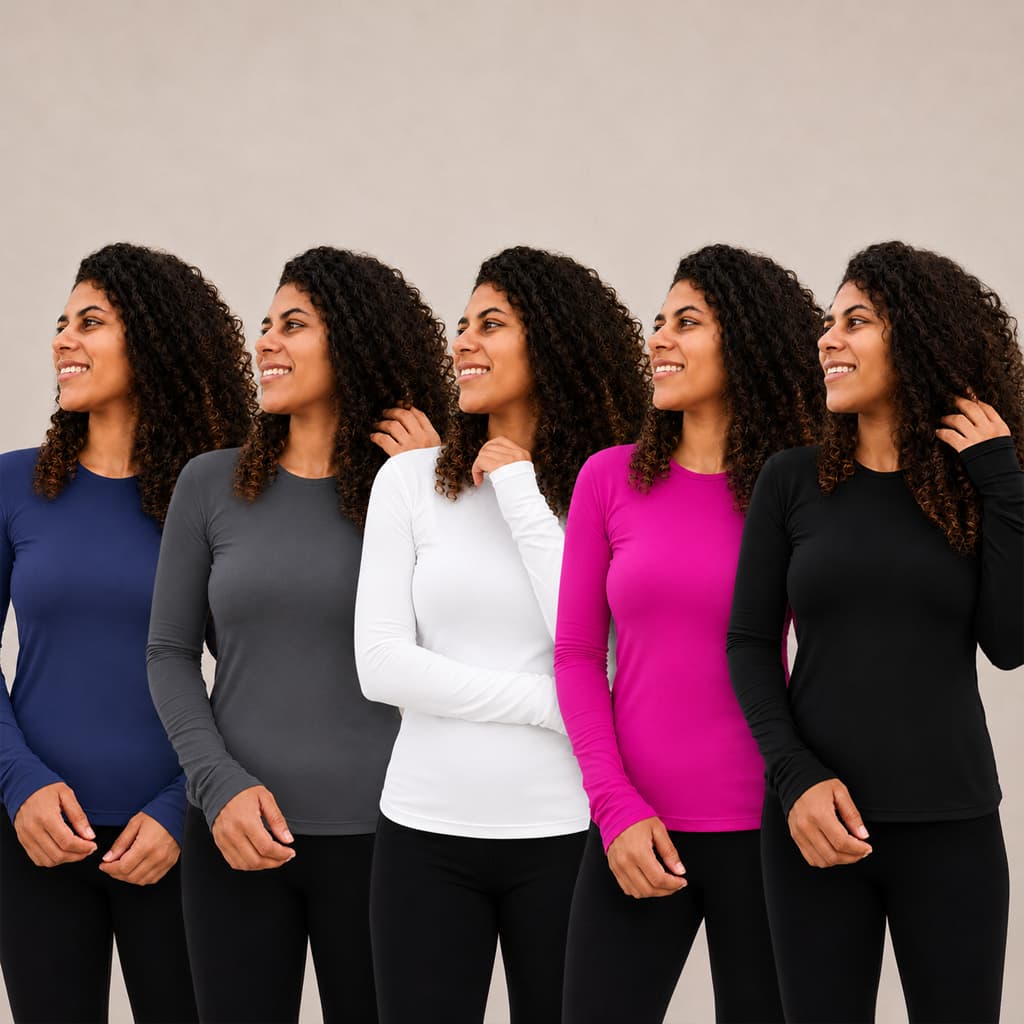 Blusa de Frio Segunda Pele Plus Size Feminina Térmica Manga Longa Peluciada Gola Redonda