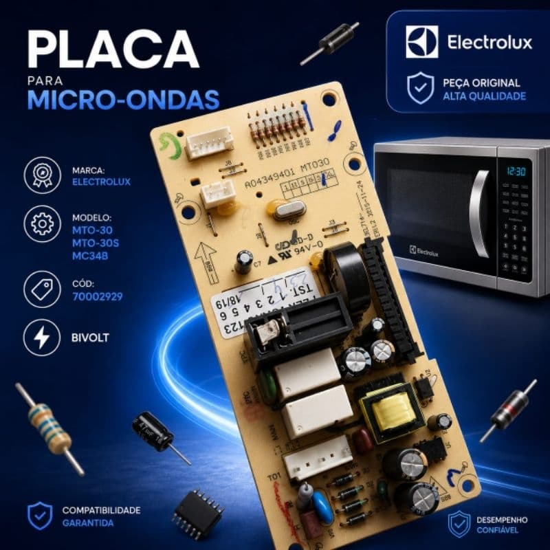 Placa do Microondas Electrolux *MTO-30/MT30S/MC34B* - Bivolt - Cód:70002929