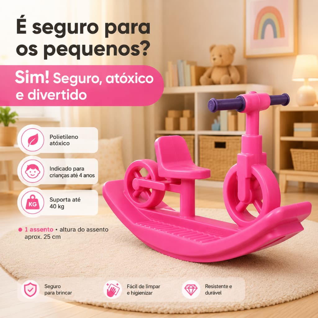 Gangorra Patinete Balanço Criança Infantil Click New Brinquedo Rotomoldado - Crianças até 04 anos